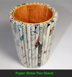 paper straw pen stand
